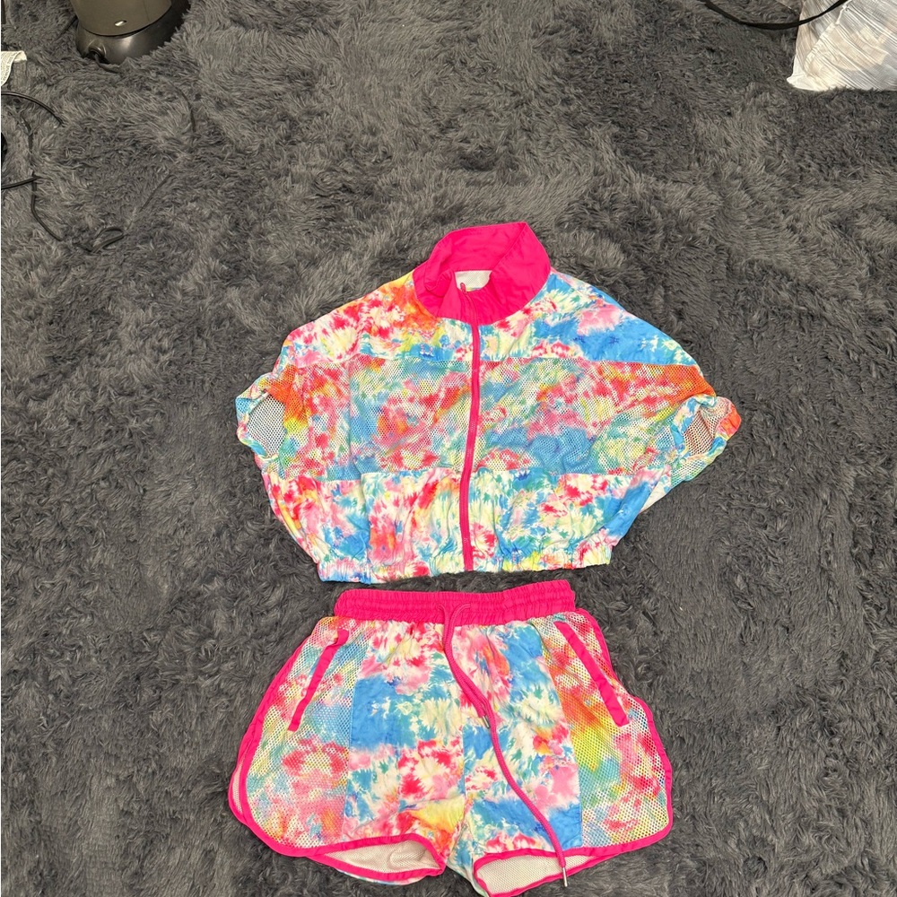 Colorful Tie-Dye Women's Shorts Set